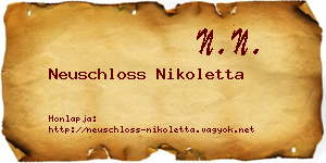 Neuschloss Nikoletta névjegykártya